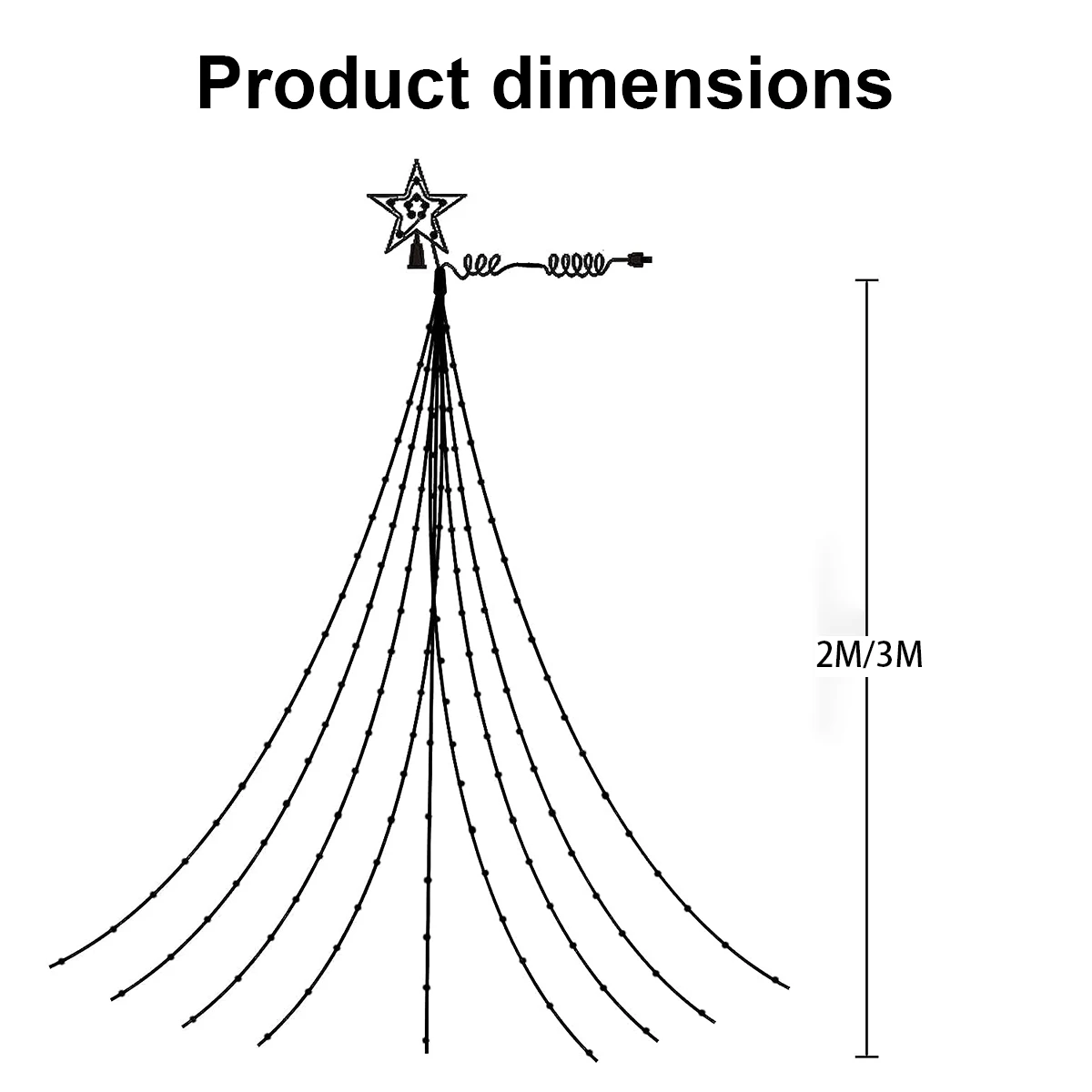Pentagrama de Navidad, cadena de luces impermeable, decoraciones solares para festivales al aire libre, lámpara de hadas Led de 3M/2M, 8 modos, fiesta familiar Holida