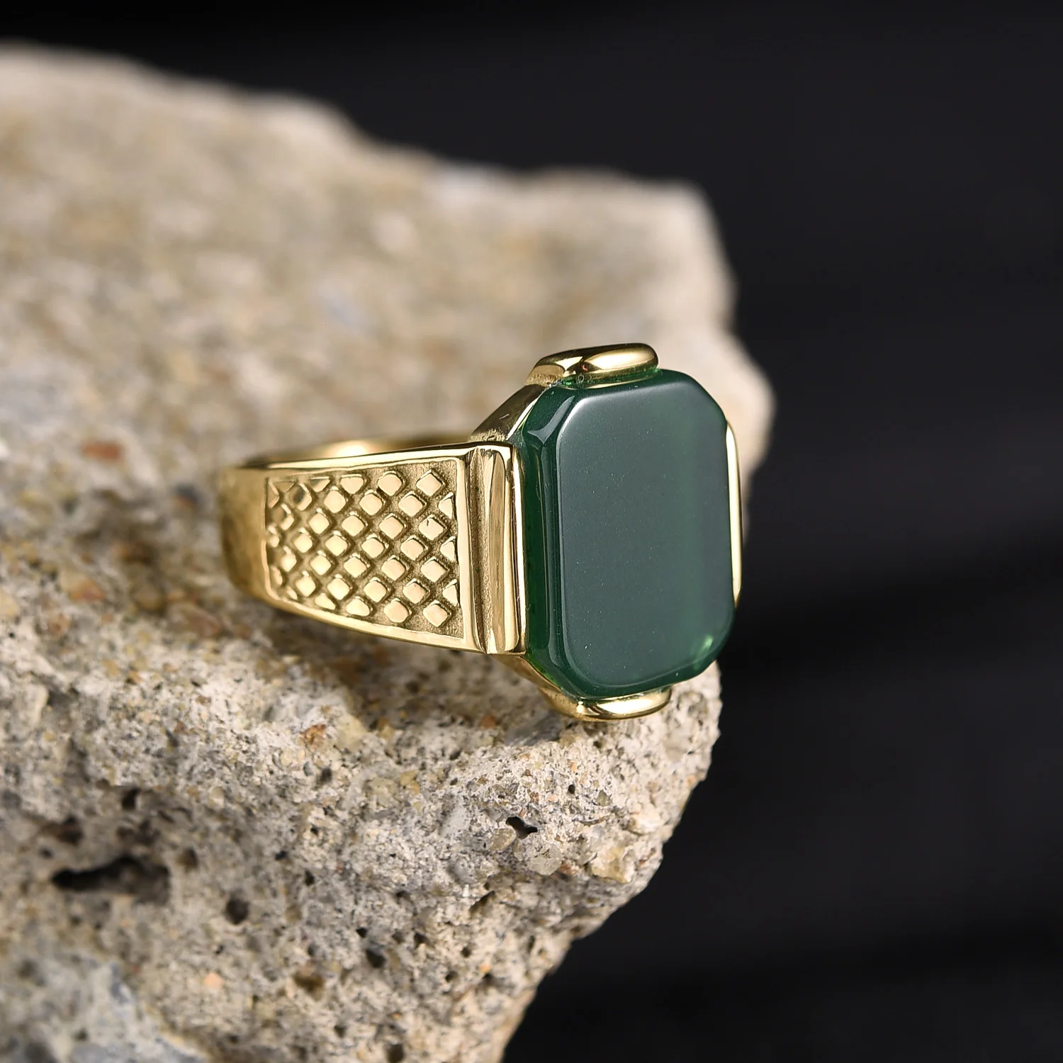 R3351g Anillo de joyería con piedras preciosas de acero inoxidable vintage de alta calidad para hombre
