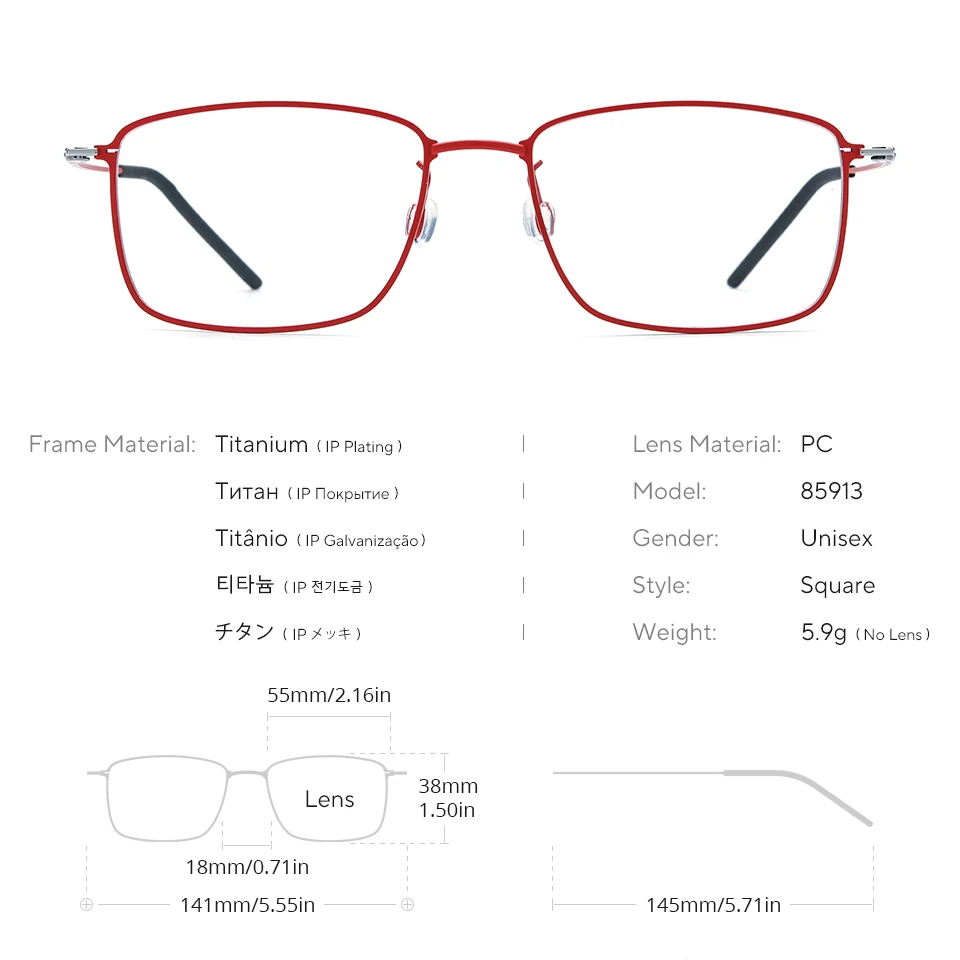 Montura de gafas de titanio FONEX para hombre, diseño de marca, gafas cuadradas coreanas japonesas ultraligeras, gafas sin tornillos Morten, gafas de Dinamarca 5913