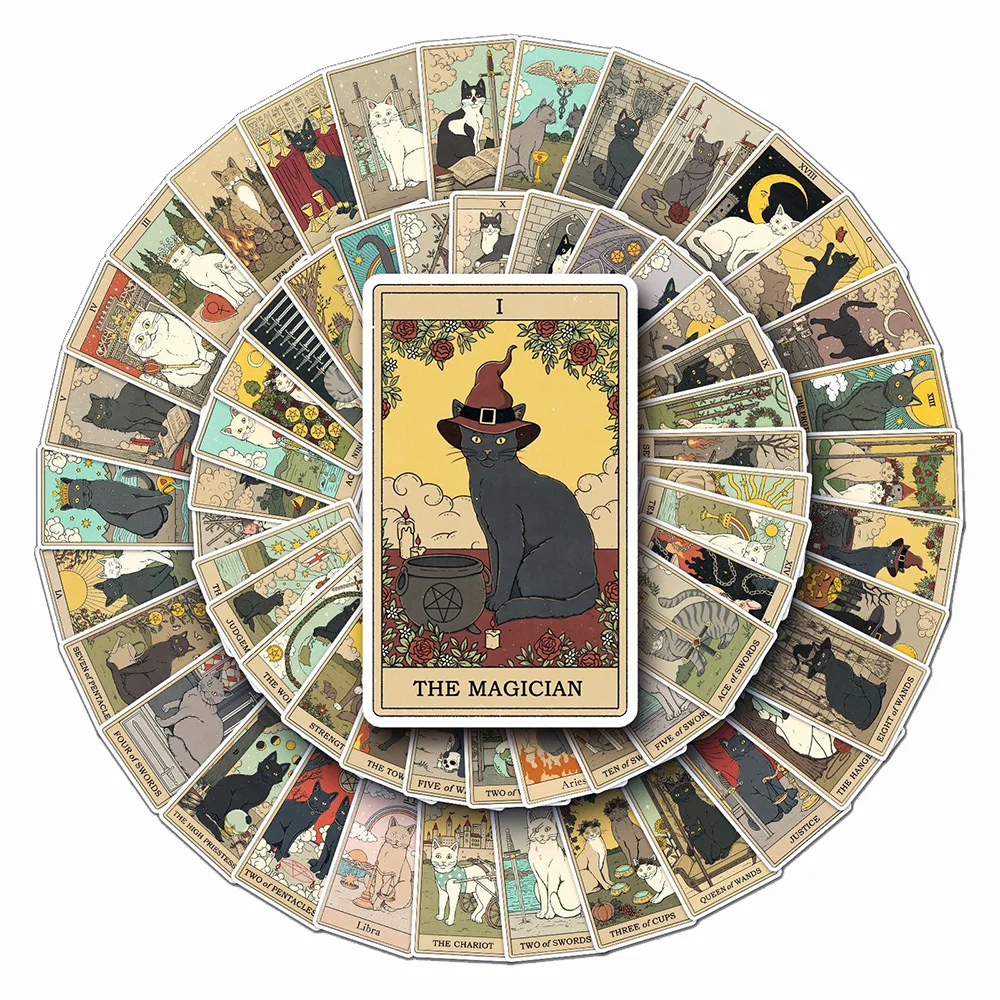 10/30/78 Uds. Pegatinas de Tarot estilo gato clásico Vintage calcomanías de decoración divertidas juguete para regalo PVC DIY maleta para portátil guitarra monopatín