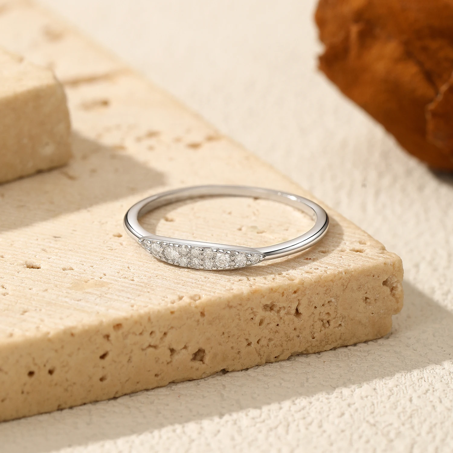 Anillos de moissanita de color D MODIAN, anillo de dedo de plata de ley 925 con diamantes de laboratorio apilables geométricos clásicos para mujer, joyería fina