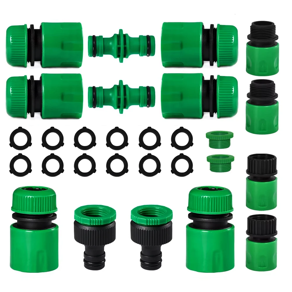 Juego de conectores rápidos para manguera de riego de jardín, adaptador de junta de acoplamiento de manguera hembra/macho de 1/2 "y 3/4", sistema de riego