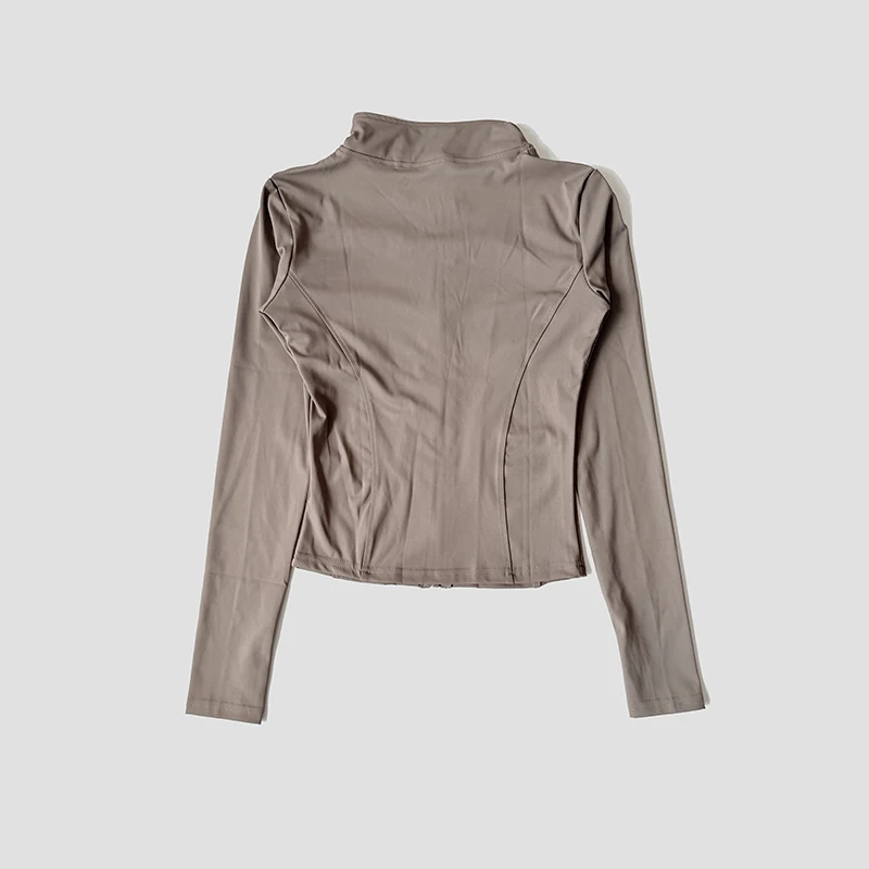 Chándal de Yoga para mujer, chaqueta deportiva de manga larga con cuello levantado, entrenamiento para correr, gimnasio, Fitness, traje a prueba de viento