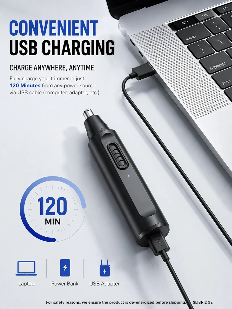 Recortador eléctrico de pelo de nariz y orejas, recargable por USB C, recortador profesional de acero inoxidable para hombres y mujeres