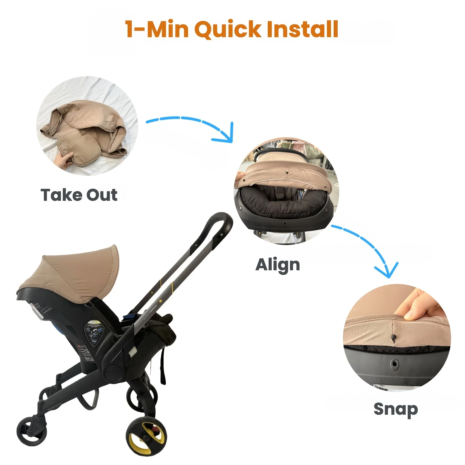 Para Doona+, Conjunto de Repuesto para Silla de Auto y Cochecito Doona I - Capota Color Caqui + 2 Protectores de Hombro, Tela Suave al Tacto, Ajuste Perfecto