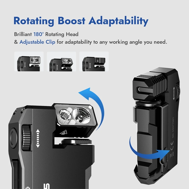 WUBEN G5 EDC Linterna 400 Lúmenes Mini Luz de Bolsillo Portátil Antorcha Impermeable 180 °   Cabezal giratorio con cola magnética para exteriores