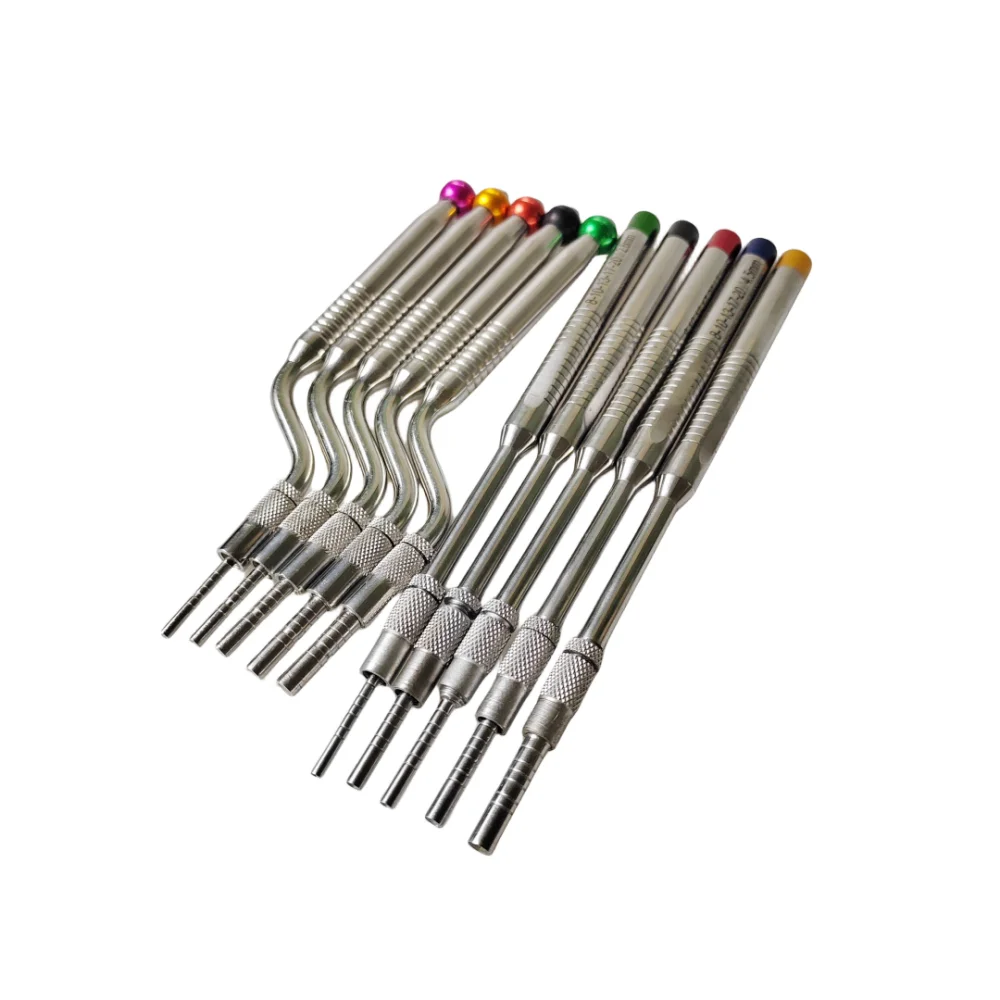 Herramienta de extracción de dientes para odontología, extrusora doblada de puntas cóncavas de acero inoxidable, 5 piezas