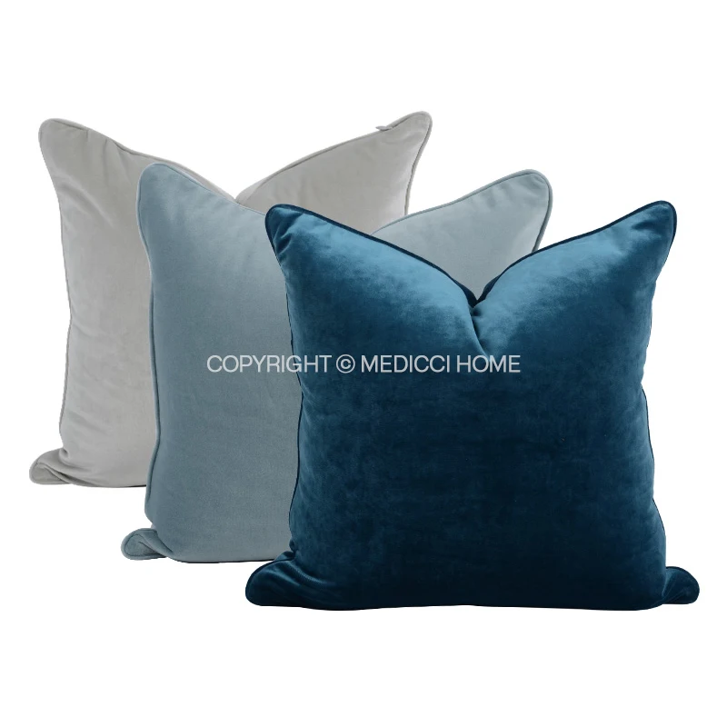 Medicci Home-fundas de almohada de terciopelo italiano, lujosas Fundas de cojín de Color sólido de alto grado para sala de estar, sofá cama
