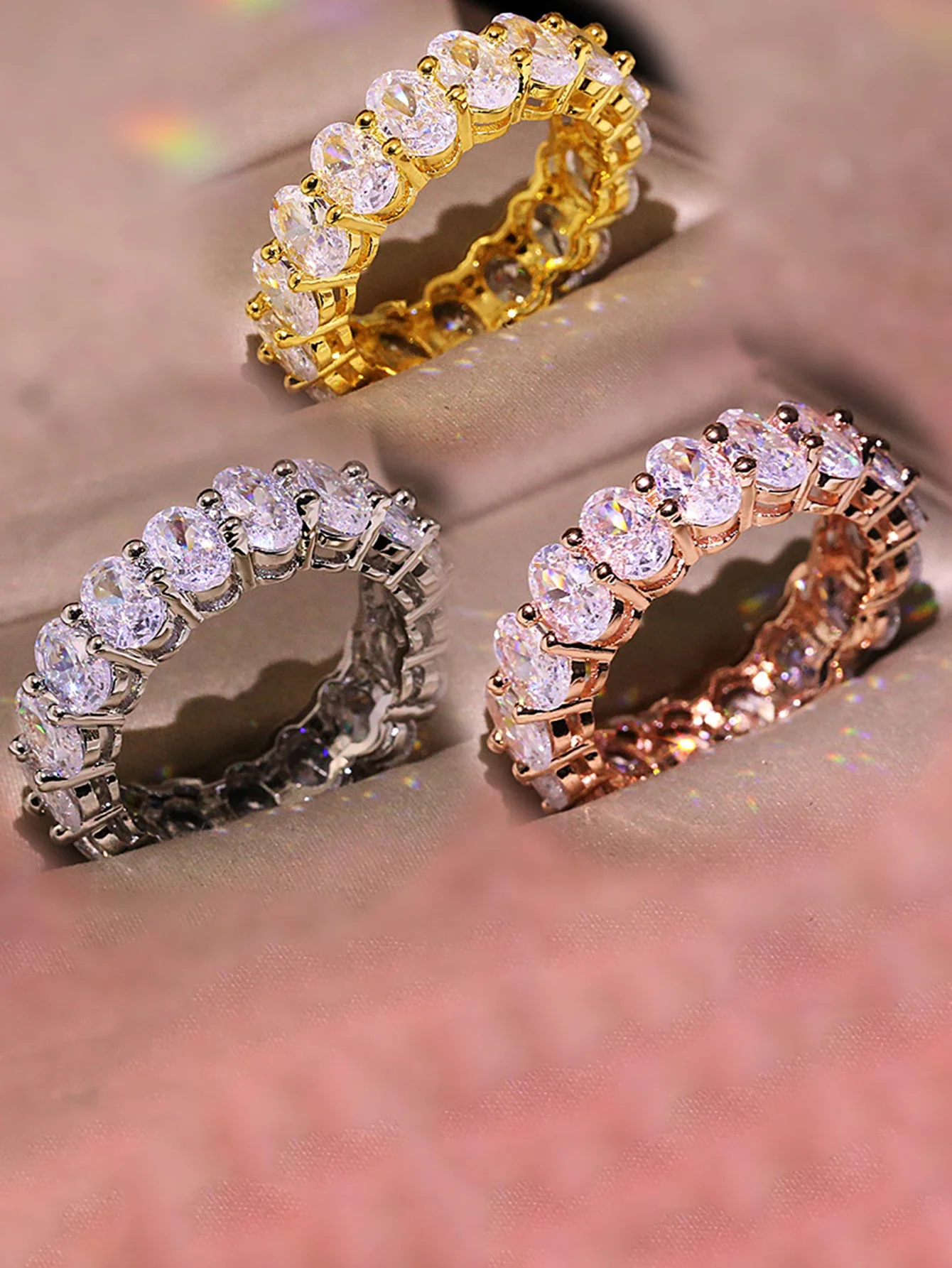 Anillo ovalado de circón Original de Plata de Ley 925 para mujer, regalo de compromiso, boda, joyería fina de lujo de alta calidad