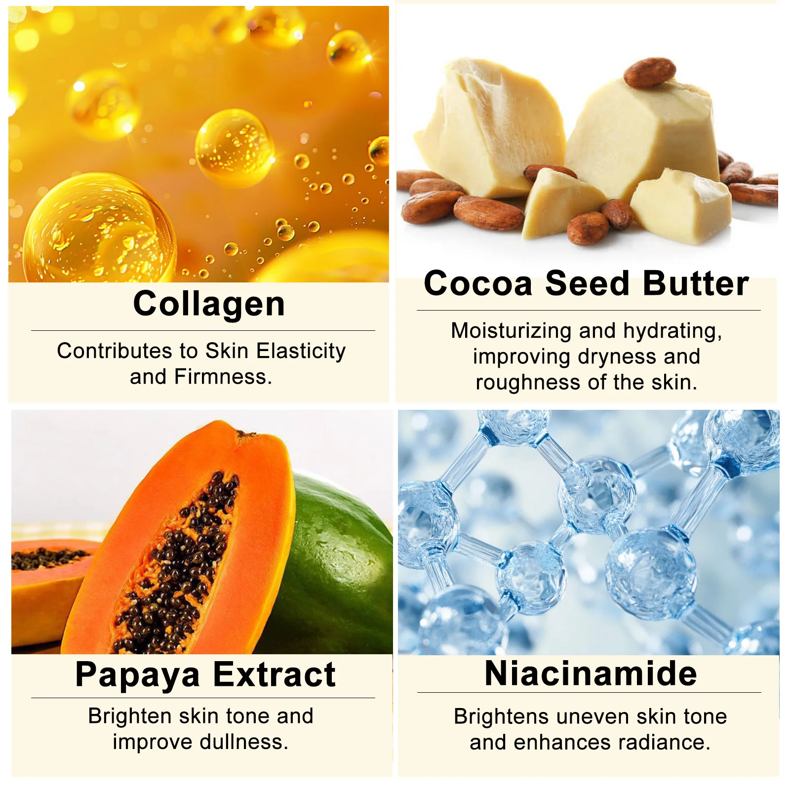 Loción Corporal Blanqueadora con Colágeno WK JALY, Elimina Manchas Oscuras, Melanina, Hidrata, Suaviza la Piel, con Papaya Natural y Niacinamida