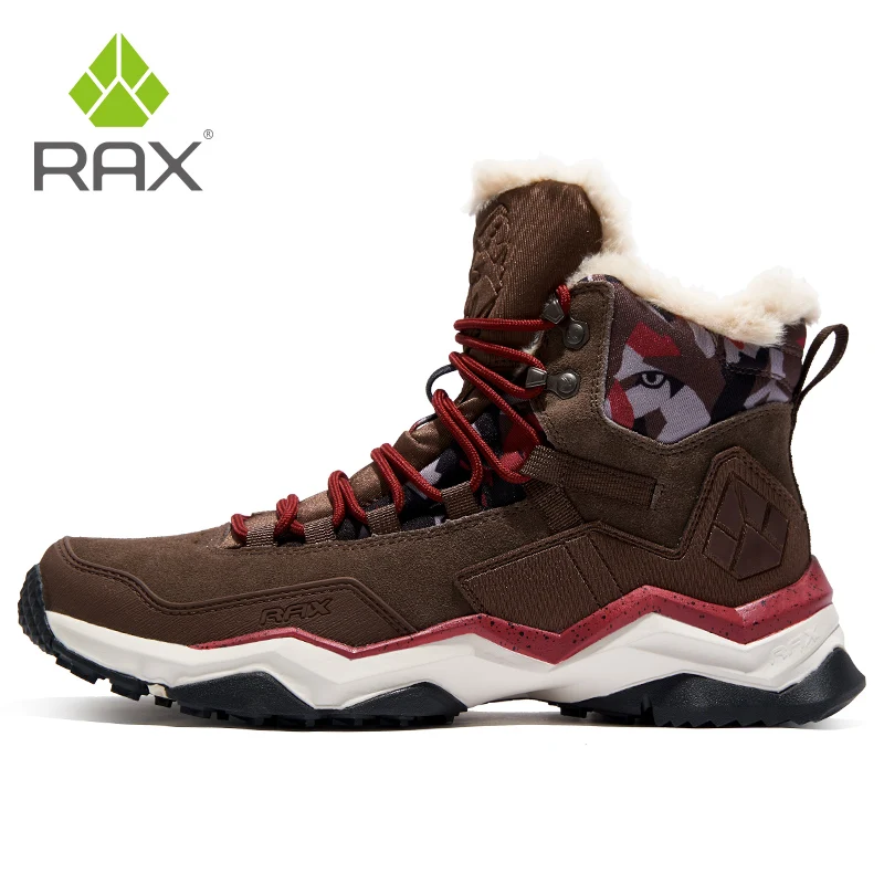 RAX-zapatos de senderismo impermeables para hombre, zapatillas de deporte de invierno para exteriores, botas de nieve de felpa, botas de nieve de montaña, calzado para correr y turismo al aire libre