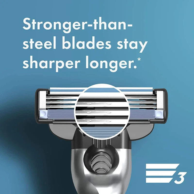 Gillette Mach 3 cabezal de afeitadora, cartuchos de repuesto con tiras de luz, cuchillas de 3 capas, corte rápido y suave, cuidado facial de barba para hombre