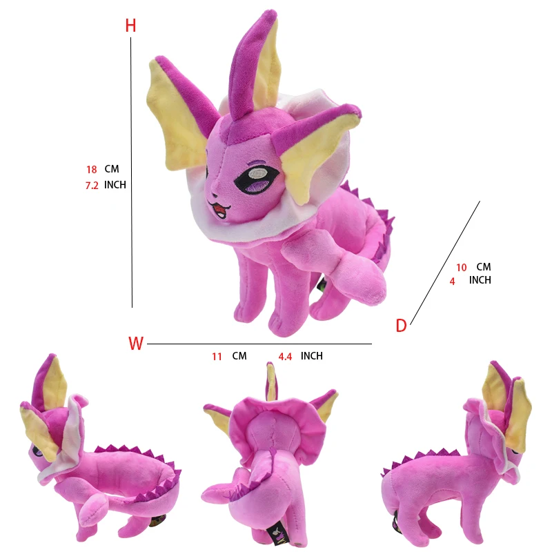 Leafeon Vaporeon Glaceon Sylveon Espeon Umbreon Sylveon juego de juguetes de peluche para regalo coleccionable, peluches suaves rellenos