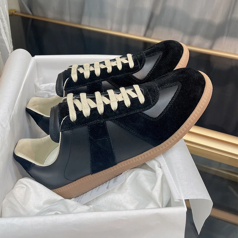 Zapatillas Retro GAT Hechas a Mano de Cuero Genuino, Zapatillas de Deporte del Ejército Alemán, Zapatos Casuales Planos y Suaves de Lujo para Hombre y Mujer, para Caminar en Primavera y Otoño