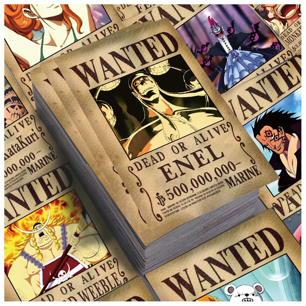 10/30/56 Uds. Pegatinas de carteles de Anime de una pieza Wanted, calcomanías de dibujos animados, decoración fresca para ordenador portátil, pegatina impermeable de pared para juguetes para niños
