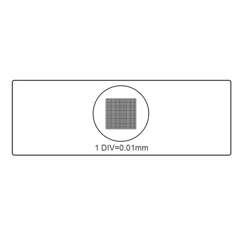 Micrómetro DIV, diapositivas de calibración de escenario de microscopio de 0,01mm, rejilla de red de vidrio óptico, regla de medición 100x100, accesorios para microscopio