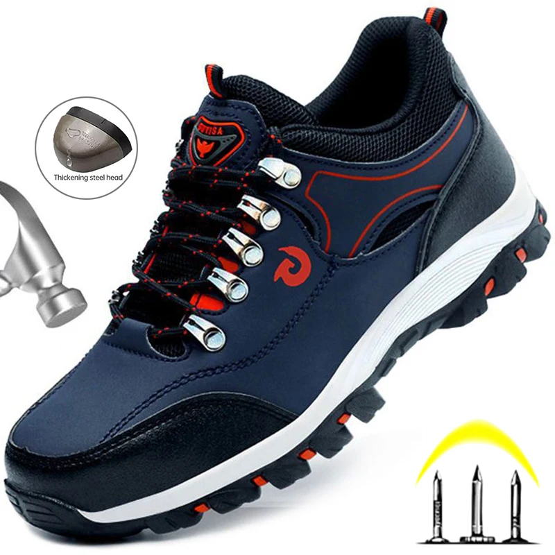Zapatos con punta de acero para hombre, botas de seguridad para el trabajo, zapatillas de deporte, zapatos de seguridad para el trabajo a prueba de pinchazos, botas de seguridad para hombre, zapatos de trabajo