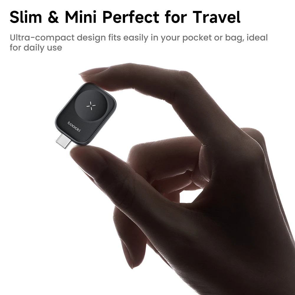 Cargador inalámbrico Toocki TW13 de 2,5 W para iWatch S1-S11 SE 2-3 Ultra 1-3, cargador inalámbrico magnético portátil tipo C para Apple Watch