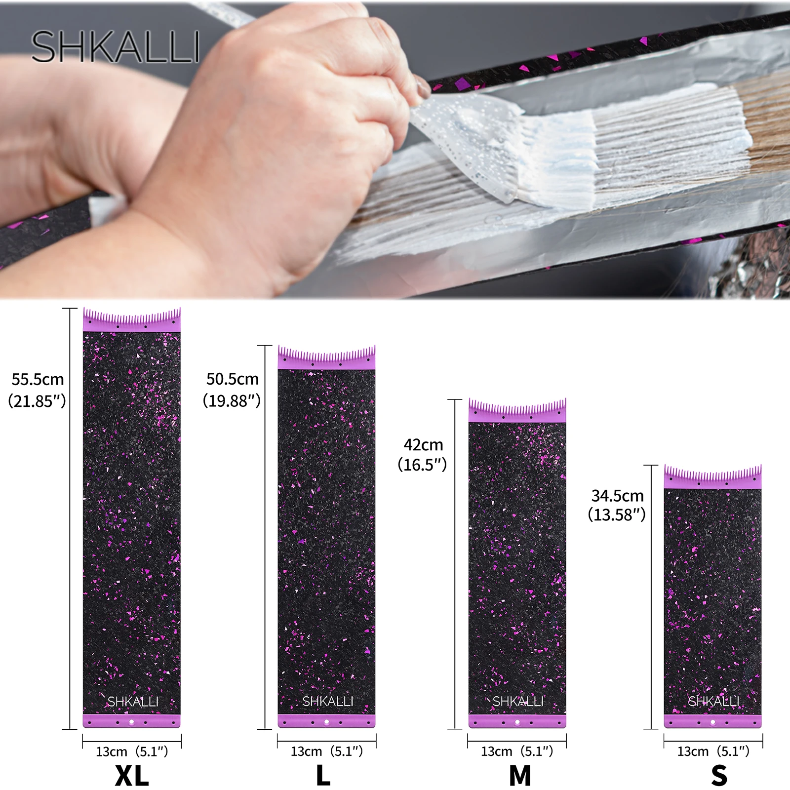 SHKALLI Tabla de fibra de carbono para teñir el cabello con peine integrado, copos de purpurina, herramienta profesional ligera para mechas
