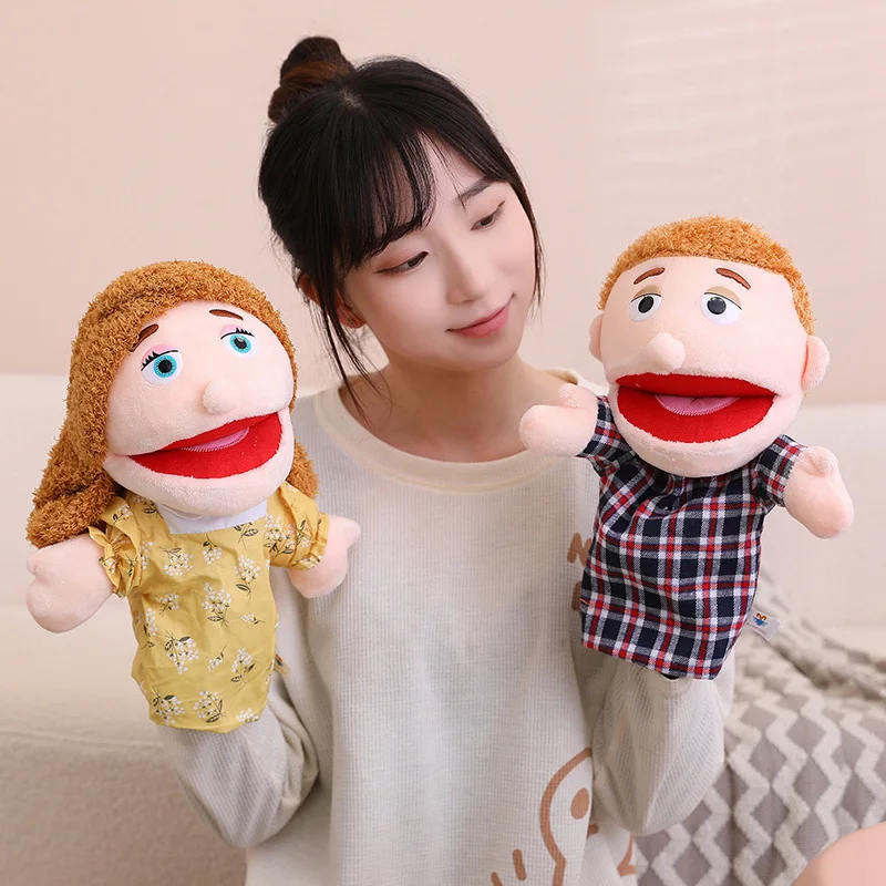 Marioneta de dedo y mano de felpa para niños de 28-33cm, actividad Popular, juego de rol para niño y niña, accesorios para cuentos para dormir, juguetes de juego de rol familiares, muñeca