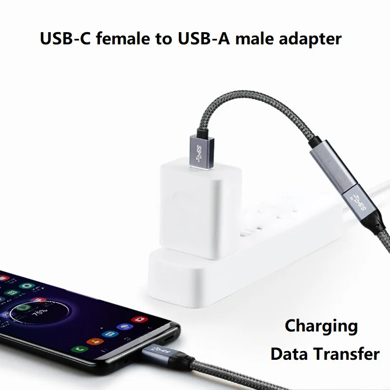 Adaptador USB C hembra a USB macho tipo C a USB A Cable de cargador conector USB-C a USB 3,2 convertidor de datos para Samsung Google Itel