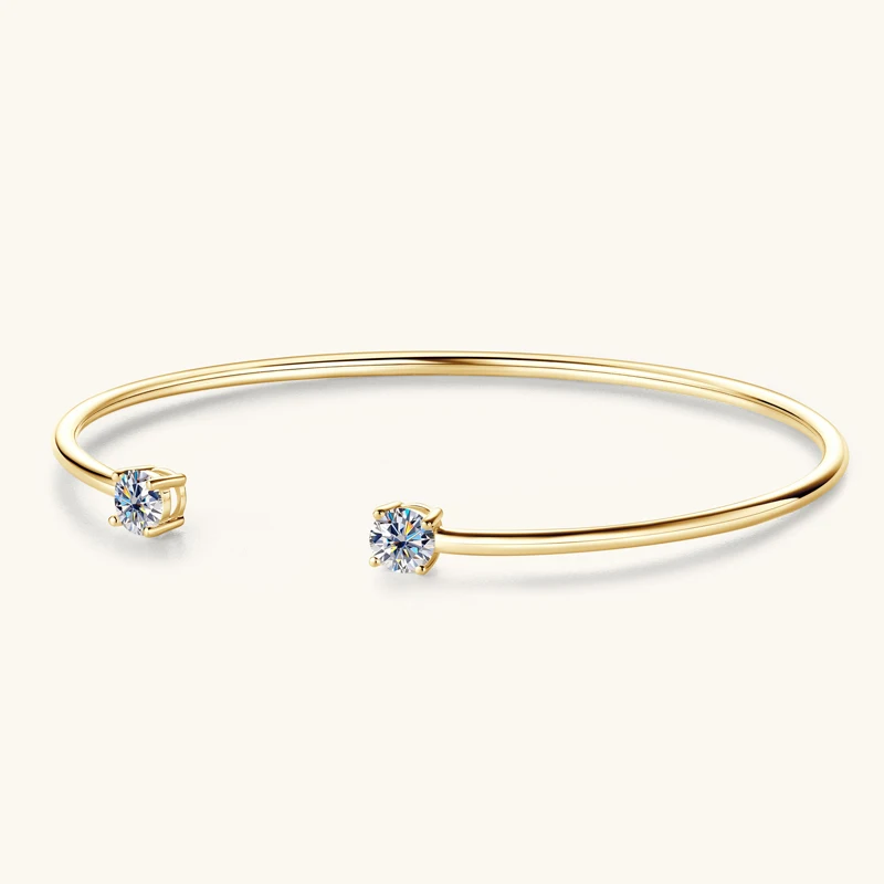 Anziw 5mm 0.5CT D VVS1 brazalete de moissanita pulsera de plata de ley 925 auténtica para mujer puños con apertura manual regalos de joyería fina