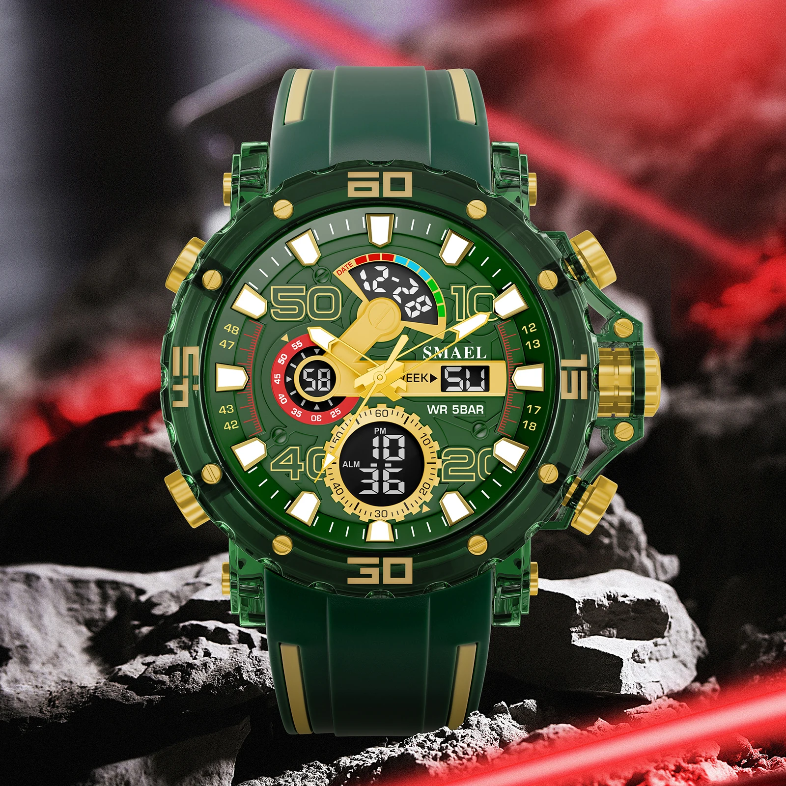Relojes militares para hombre, novedad de 2025, reloj de pulsera resistente al agua hasta 50M, cronómetro, alarma, luz LED, relojes digitales 8136, reloj deportivo para hombre