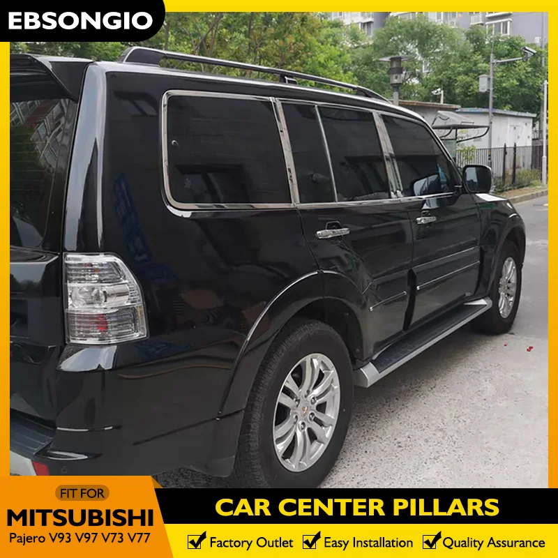 Accesorios para Mitsubishi Pajero V93 V97 V73 V77 2007-2019, cubierta de tira de pilar de ventana de coche, pegatina de pilares centrales de acero inoxidable