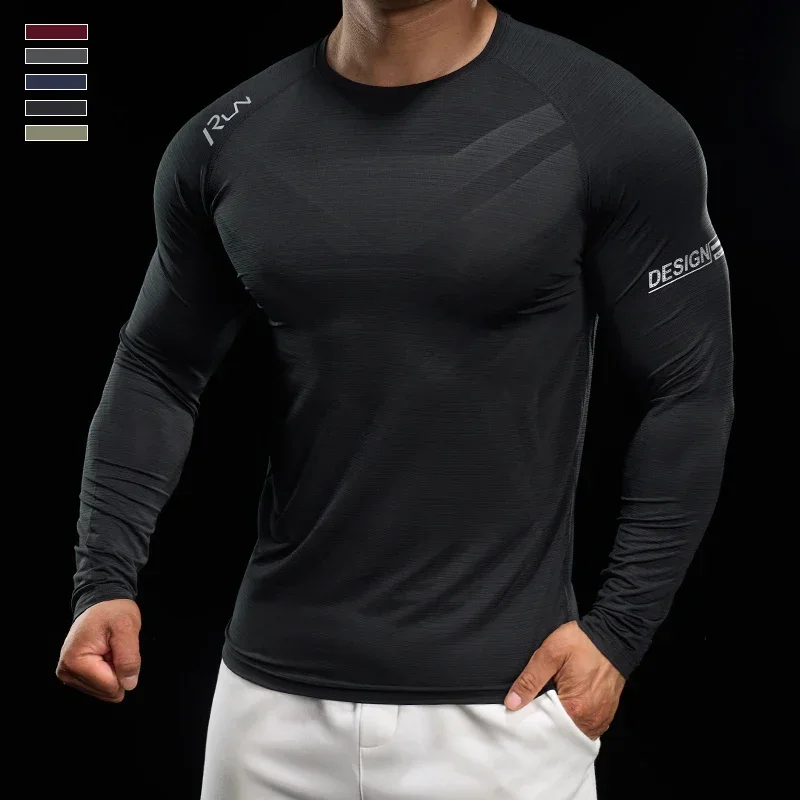 Camiseta para correr para hombre, chándal para trotar, camiseta atlética de compresión, camisetas deportivas de manga larga, camiseta de ajuste muscular para gimnasio y Fitnes