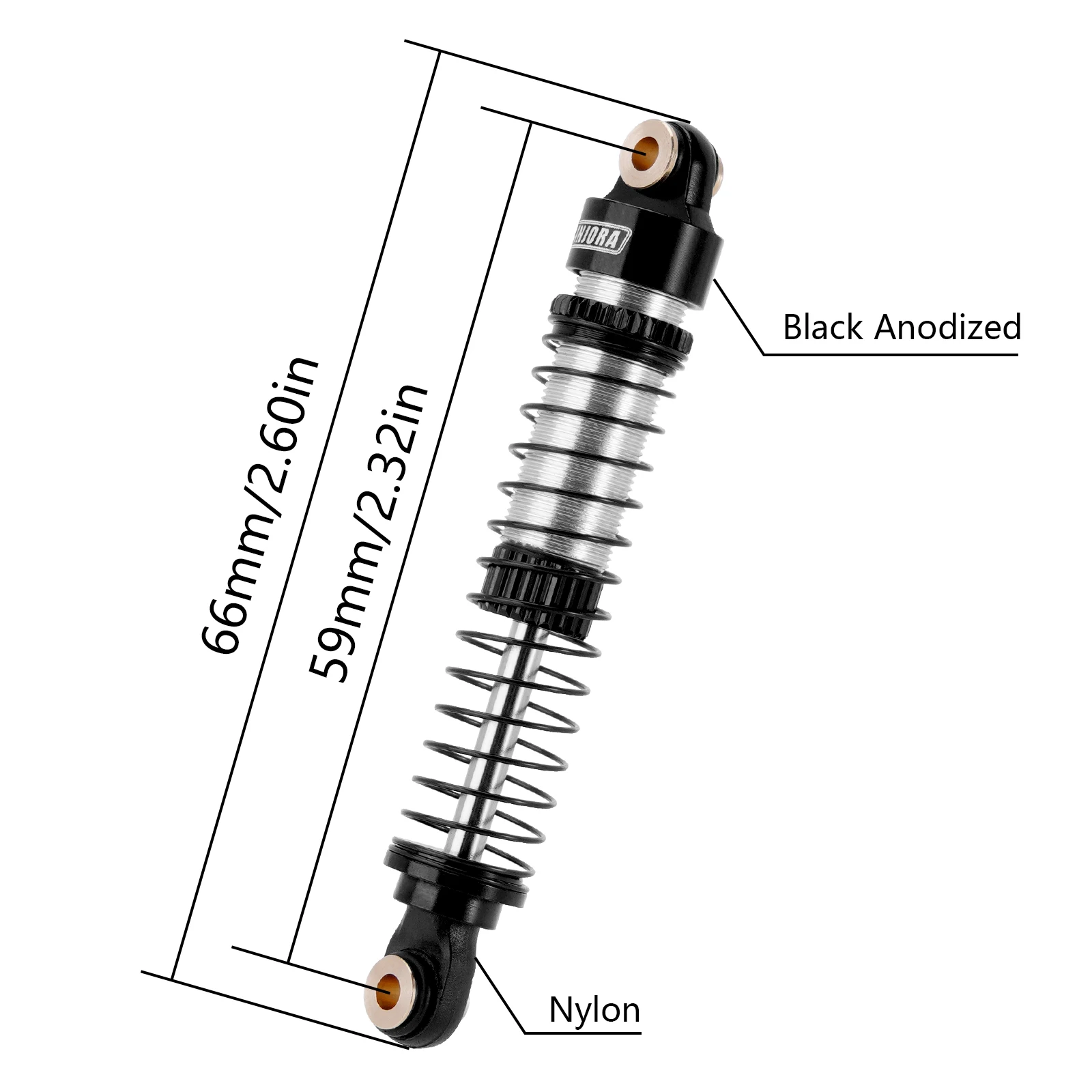 INJORA Amortiguador de aceite de rosca larga de 59 mm para actualización 1/18 RC Crawler TRX4M (4M-42)