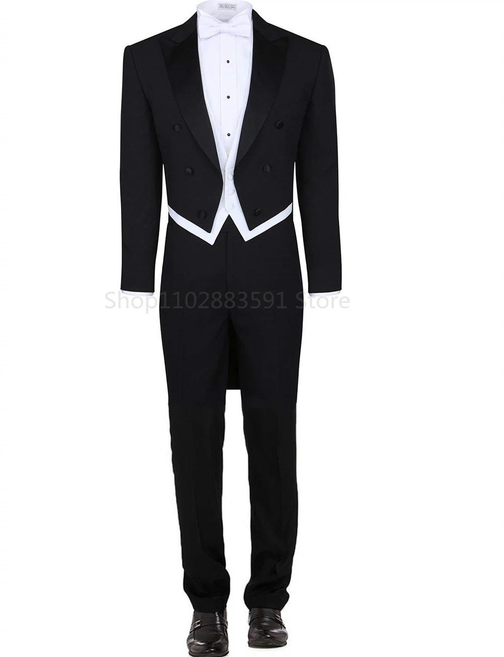 Traje de esmoquin de estilo italiano para hombre, chaqueta con chaleco y pantalones, color negro, Formal, ajustado, PARA CENA DE graduación, 3 piezas