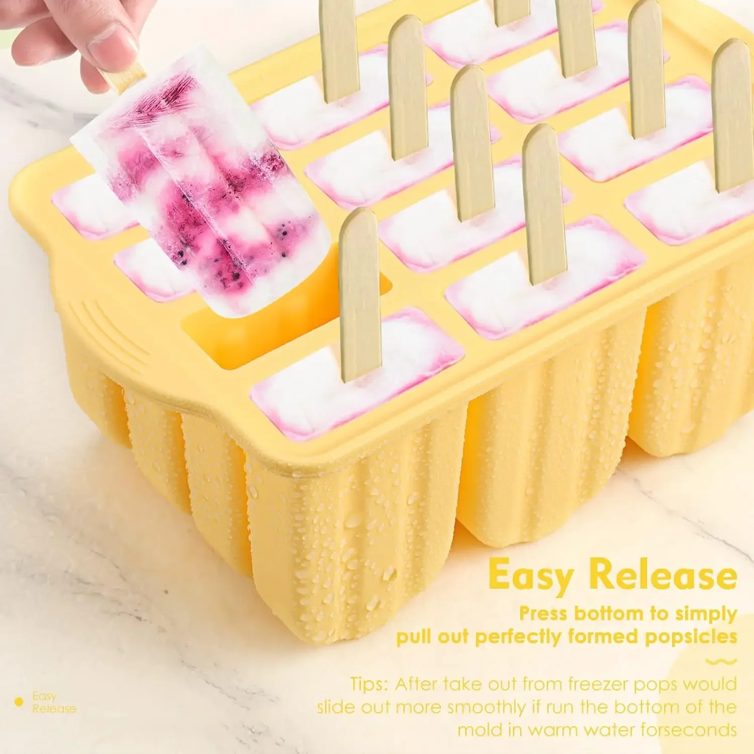 Moldes para paletas de silicona sin BPA, 12 piezas, bandejas para paletas para congelador, moldes para paletas de helado caseros