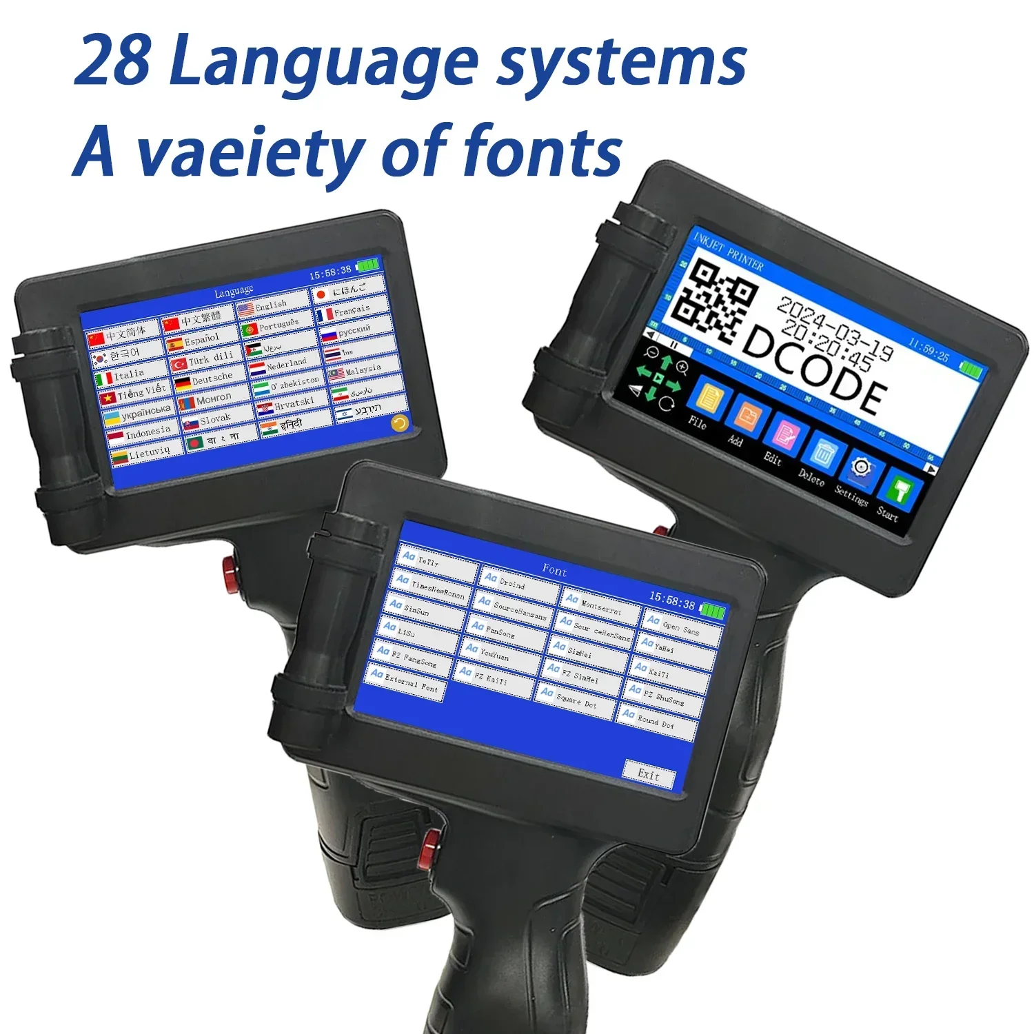 Impresoras portátiles DCODE 1755PLUS de 12,7mm, impresora de inyección de tinta portátil, texto, código de barras QR, número de lote, logotipo, imagen, fecha, máquina de impresión