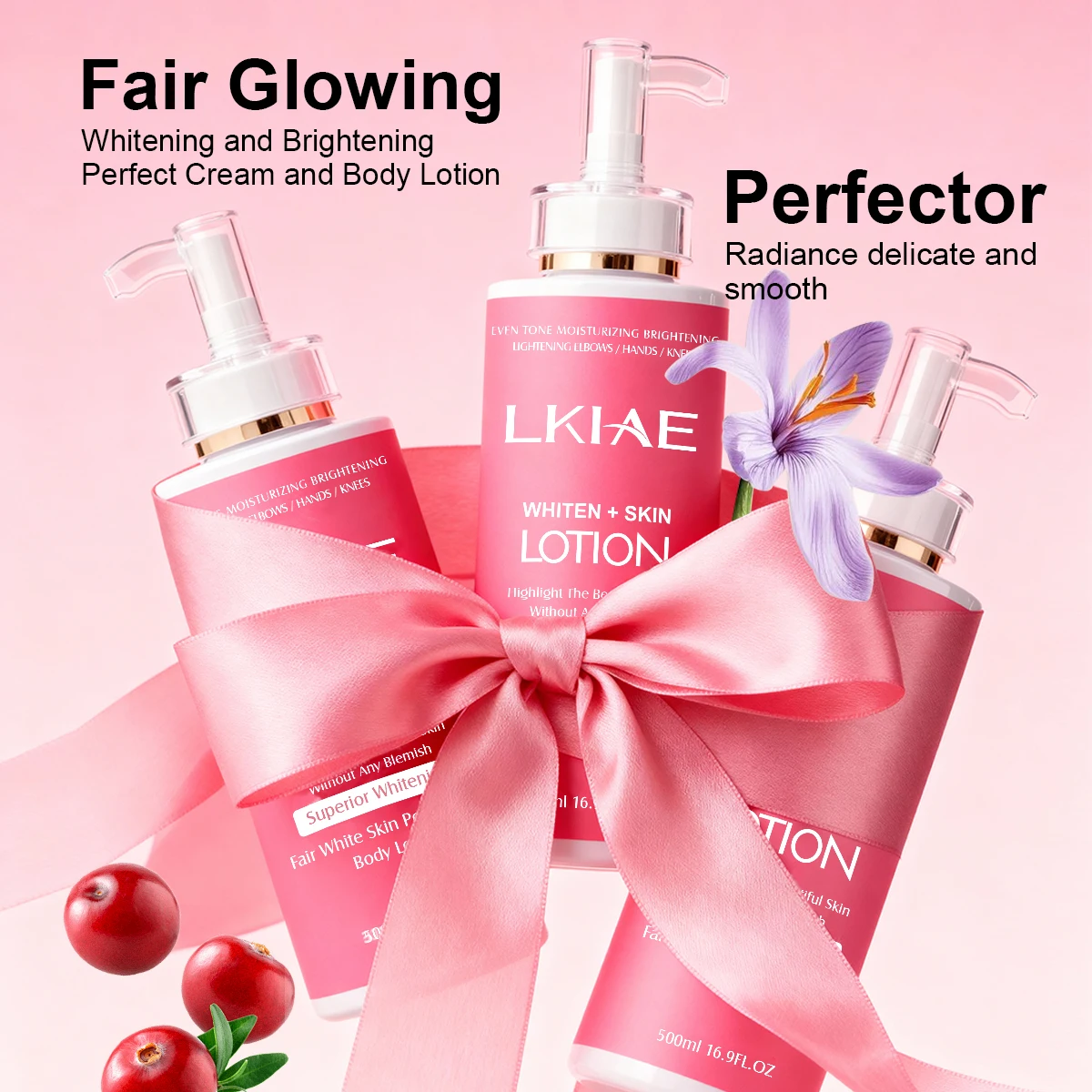 LKIAE Loción Corporal Blanqueadora con Niacinamida, con Aceite de Rosa Natural, Vitamina C, Hidratante, Iluminadora, Unifica el Tono de Piel, 500ml