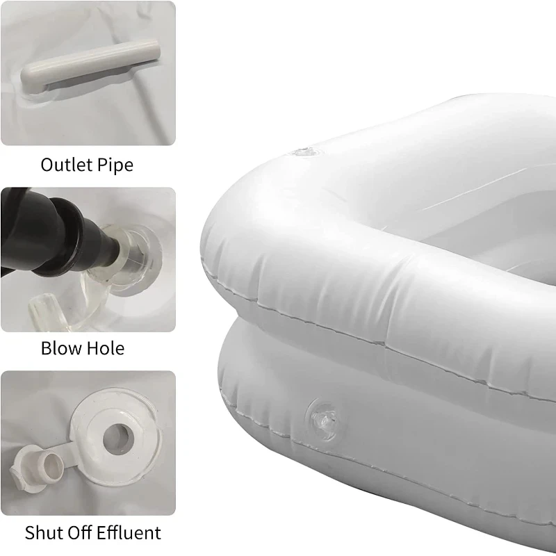 Tubo de drenaje de PVC inflable, lavabo portátil plegable para lavado de cabello, lavabo para pacientes embarazadas y adultos, tazón de champú adecuado para el hogar