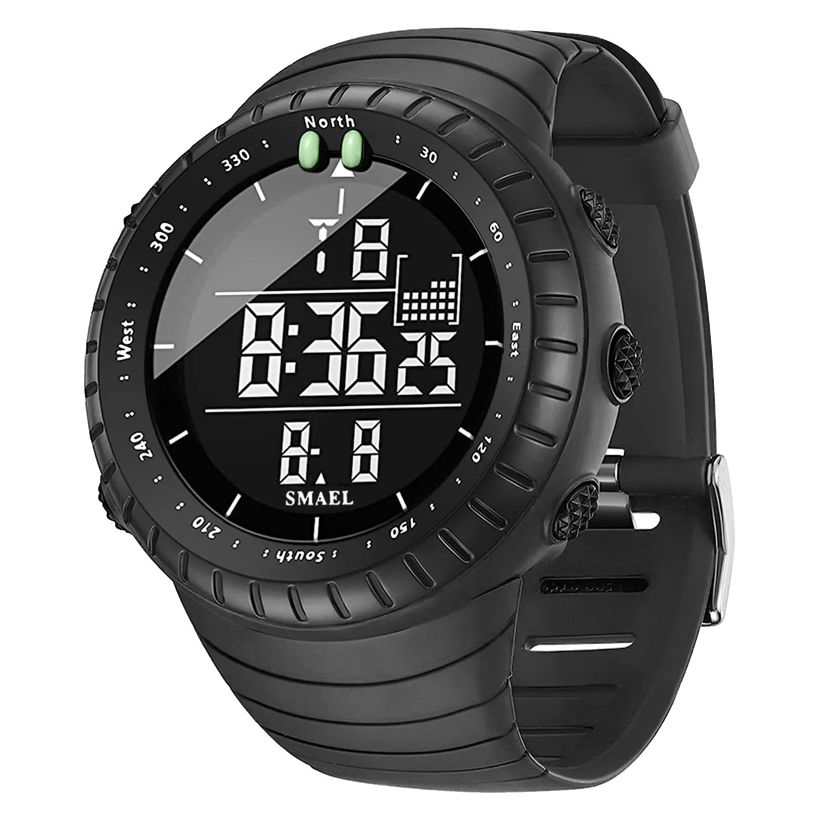 Marca SMAEL, reloj electrónico para hombre, deportes al aire libre, resistente al agua, Esfera Grande, alarma LED Digital, reloj deportivo 1237