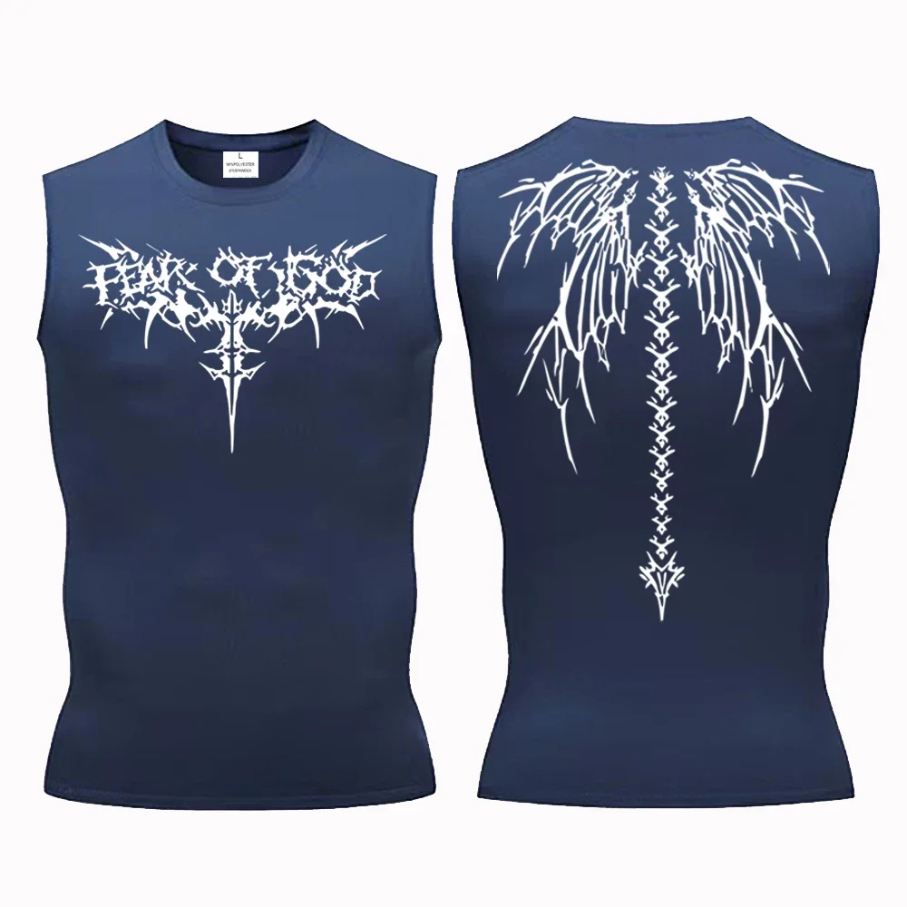Camiseta de compresión Y2K para hombre, Top de entrenamiento, medias deportivas de verano, camiseta sin mangas para correr, camiseta sin mangas de secado rápido para Fitness, chaleco ajustado
