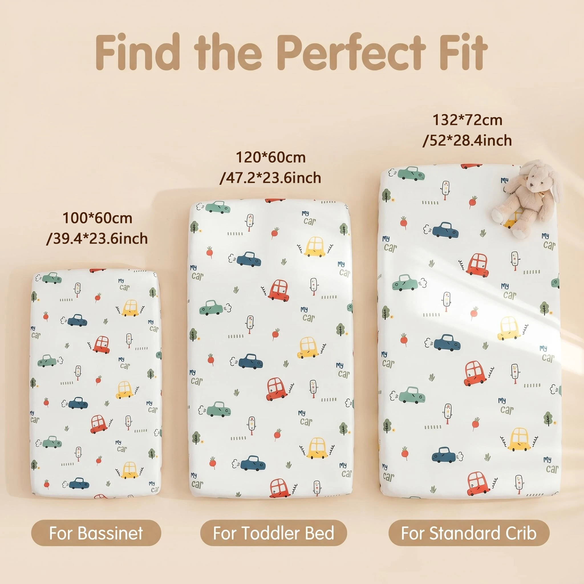 Funda de colchón con estampado bonito, funda de colchón infantil 100% algodón transpirable y que absorbe la humedad.