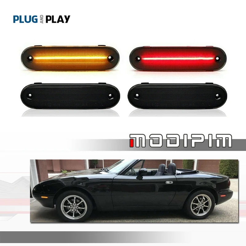 Luces LED ámbar/rojo/blanco para guardabarros delantero/trasero de coche, luces de señal de giro laterales para Mazda Miata 1990-1997 y Mazda MX-5 1999-2005