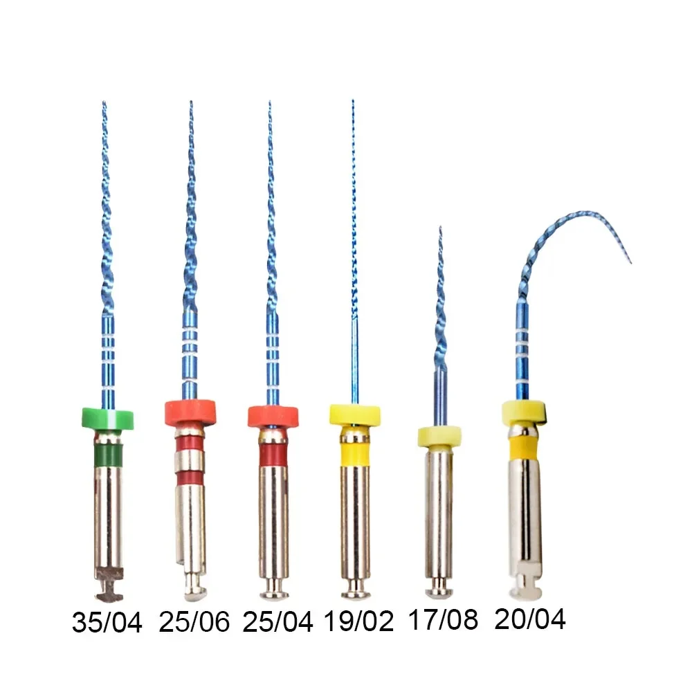 Limas Dentales Rotatorias de Níquel Titanio Glin para Endodoncia, Limas Dentales Azules para Limpieza de Conductos Radiculares, Activación por Calor, 21/25 mm