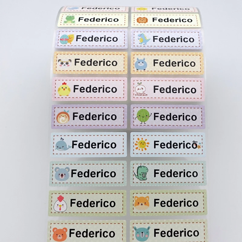 30 Uds. Etiquetas de planchado personalizadas, pegatinas de nombre personalizadas para ropa, etiquetas de nombres para niños, etiquetas escolares, etiquetas de nombres de arcoíris Kawaii