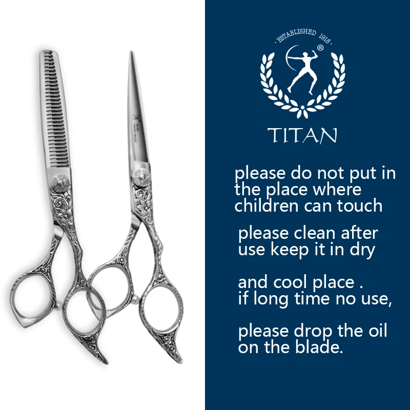 Tijeras de Peluquería Profesionales Titan de Acero Japonés 440 de 6 Pulgadas para Corte de Barbería, Tijeras de Entresacar para Peluquería