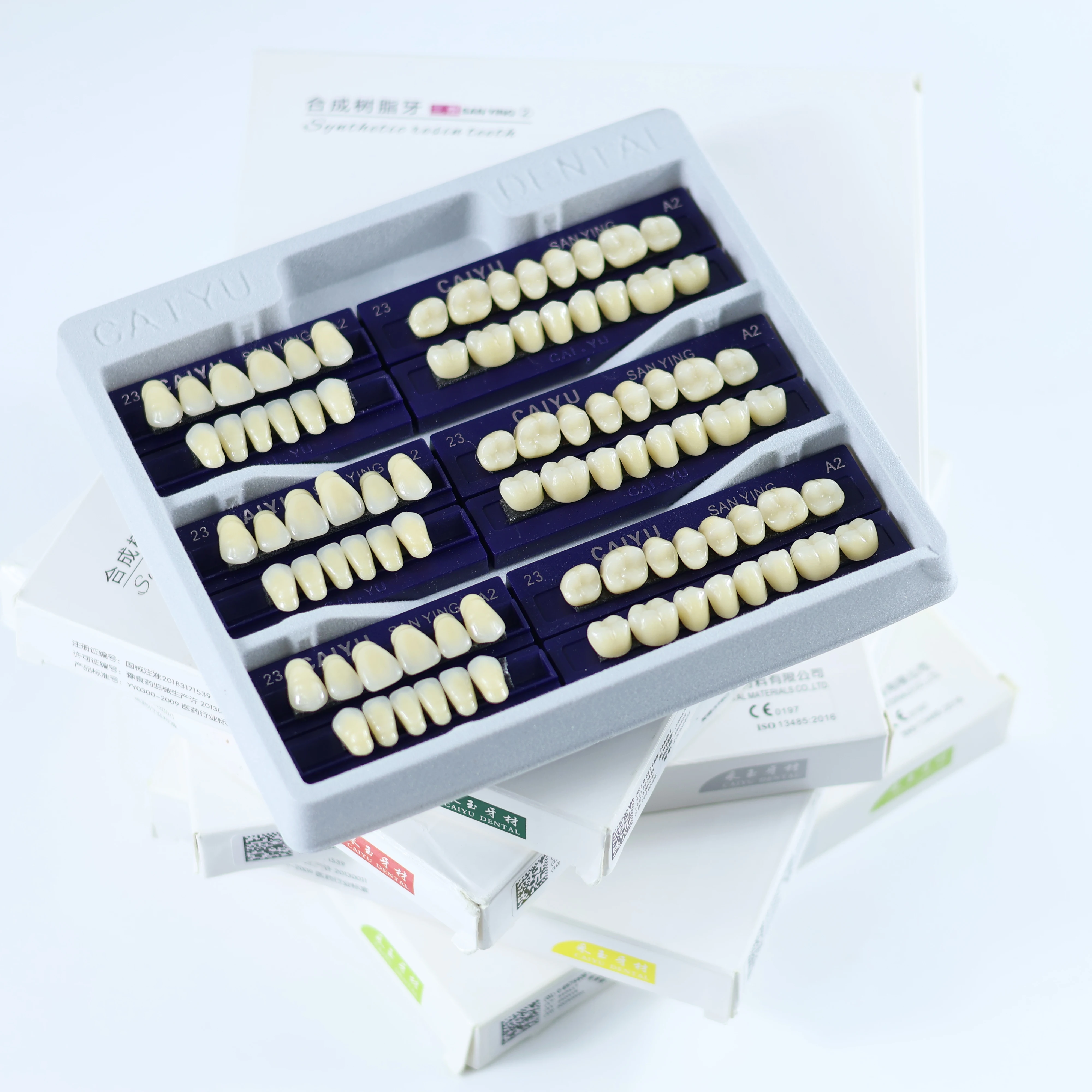 Dientes de resina sintética acrílica Dental, modelo de enseñanza de dientes de boca completa Anterior Posterior, modelo de dientes permanentes, caja de 96 unids/set