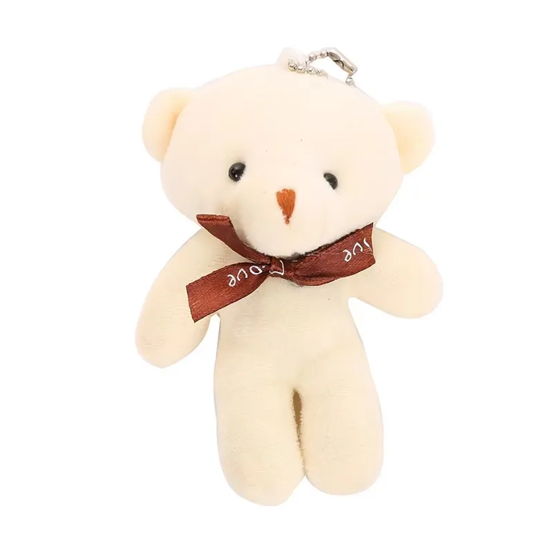 10 unids/pack 12cm Mini pajarita oso de peluche colgante juguete de peluche llavero de peluche de peluche colorido