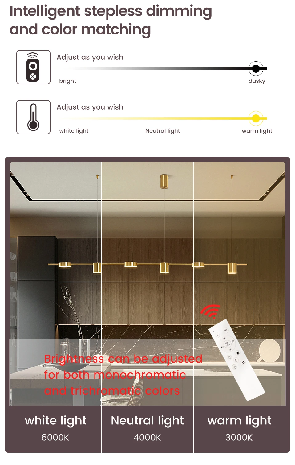 Candelabros Led modernos para sala de estar, candelabro de techo para mesa de comedor, accesorio de iluminación colgante para cocina, lámpara de iluminación interior regulable