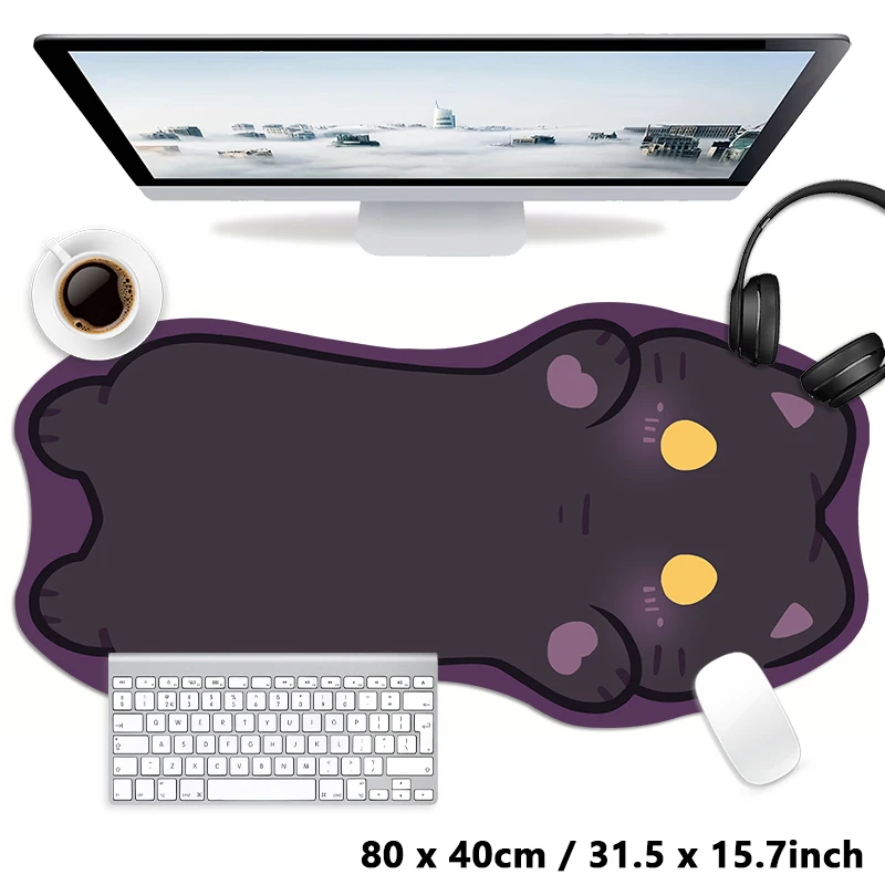 Alfombrilla de ratón grande XXL con diseño de gato Kawaii de carey rosa y negro, alfombrilla para ratón antideslizante para ordenador, alfombrilla para teclado y escritorio