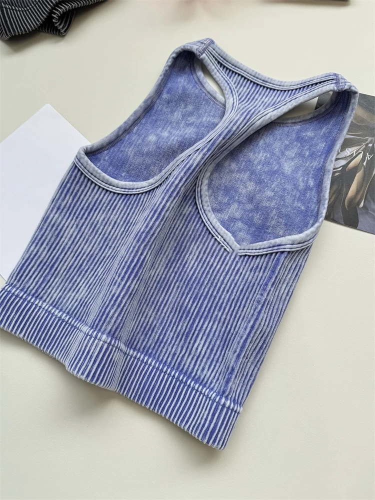 Top de Yoga sin costuras para mujer, Top corto sin mangas deportivo para Fitness, gimnasio, correr, entrenamiento
