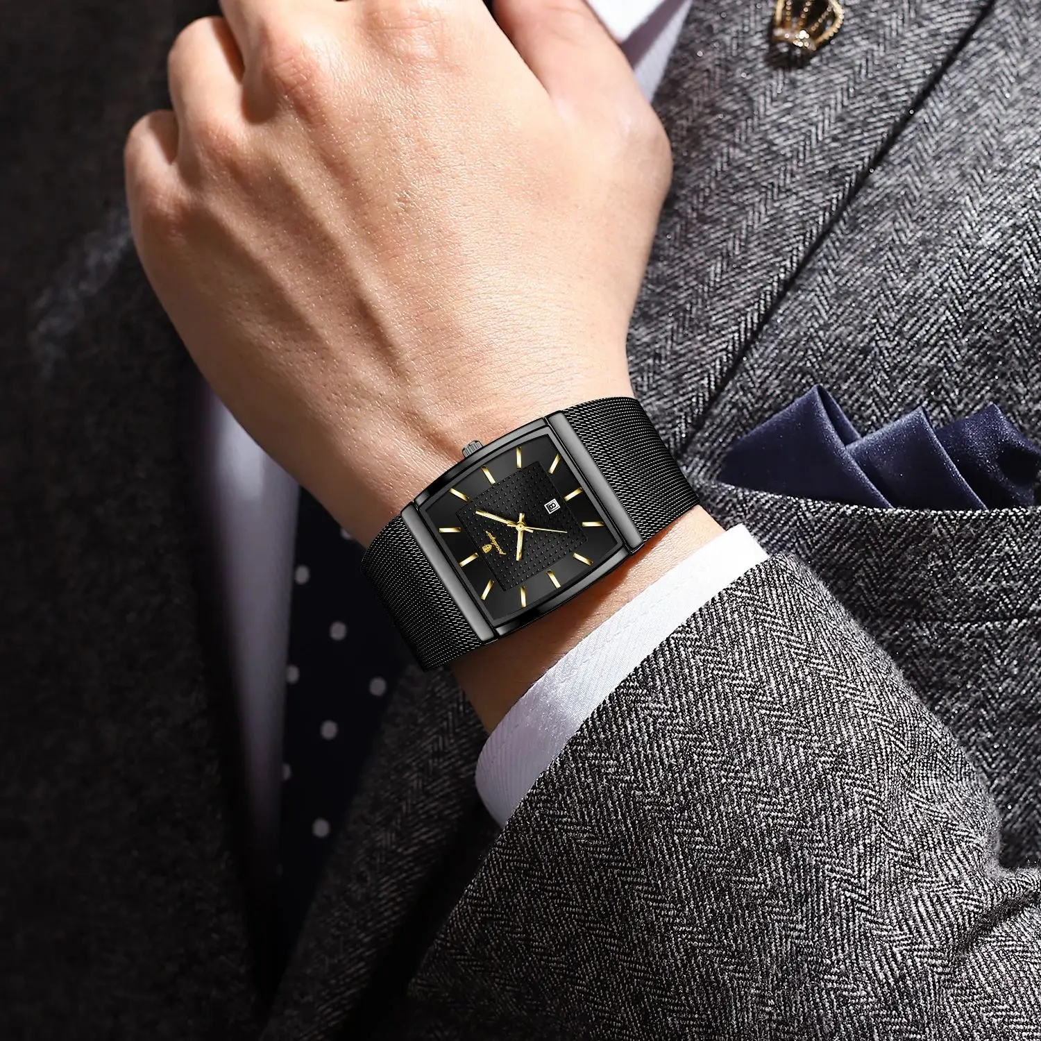 POEDAGAR, reloj de pulsera de lujo para hombre, resistente al agua, luminoso, malla de acero inoxidable, fecha, reloj para hombre, relojes de cuarzo de negocios a la moda para hombre
