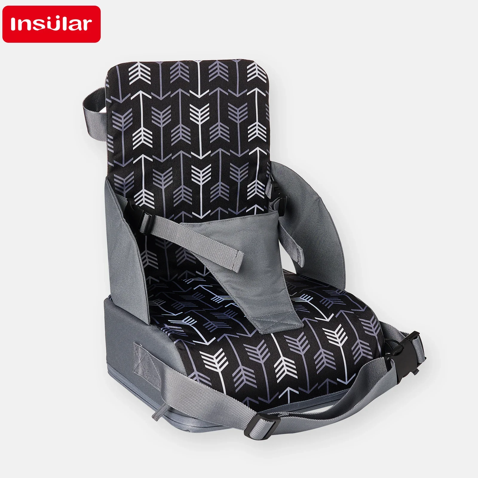 Silla de Comer Plegable y Portátil INSULAR, Asiento Infantil Antideslizante con Cojín Alto, Silla de Comer para Bebés con Cojín Alto, Artículos de Viaje para Niños