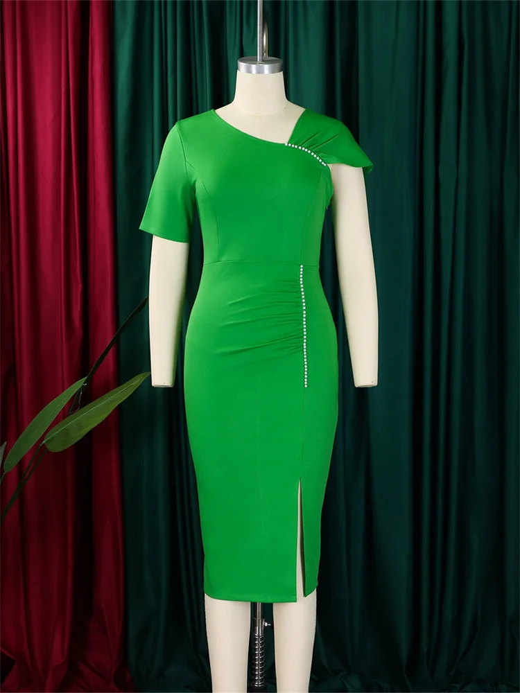 Wmstar vestido de mujer de manga corta elegante fiesta de cintura alta Elagant cremallera vestidos de noche de moda de lujo venta al por mayor Dropshipping